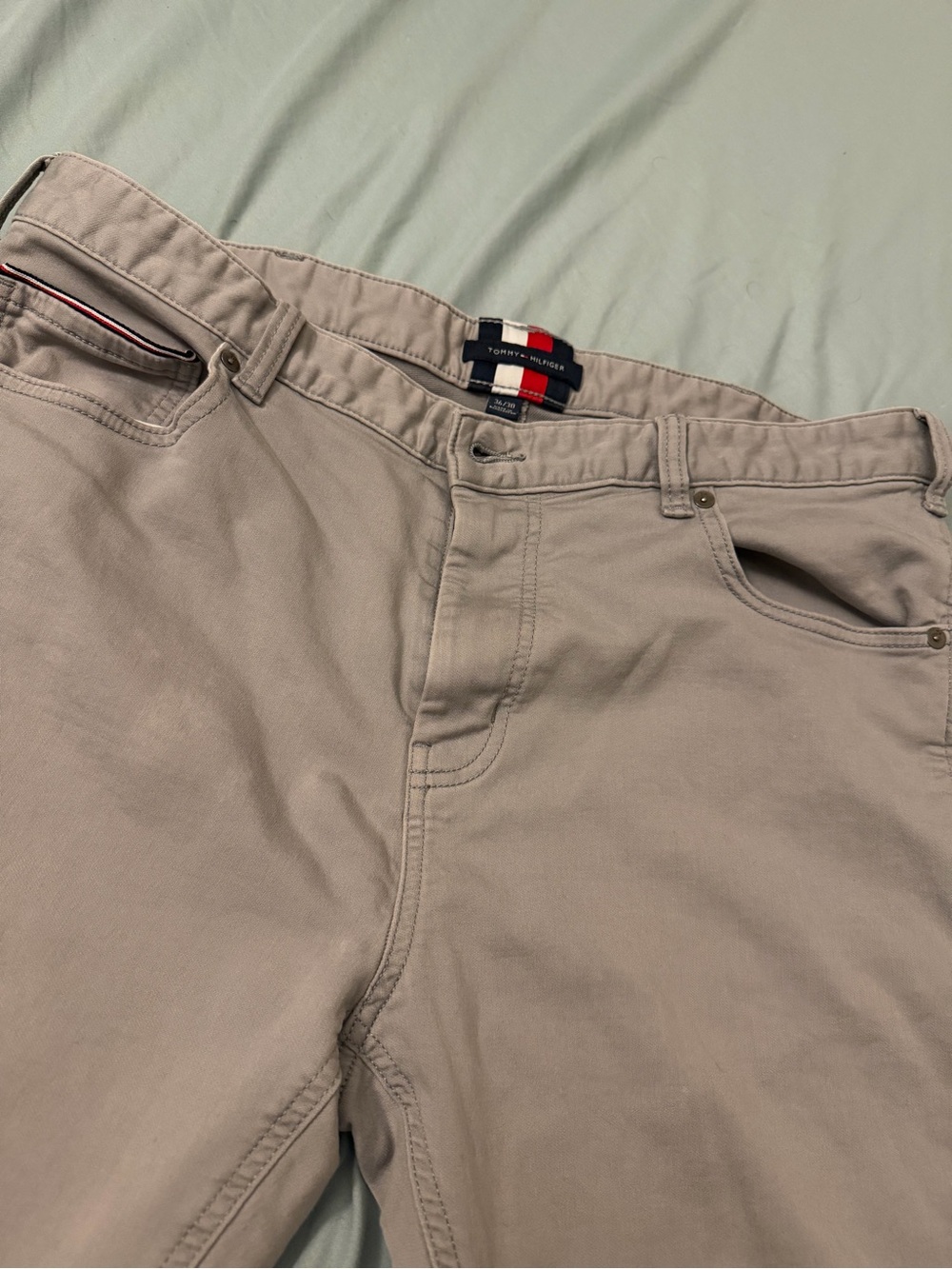 Tommy Hilfiger Light Beige Chino Pants with Signature Flag Trim